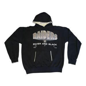 Vtg 1992 Oakland Raiders Front Row Salem Hooded Sweatshirt Black NFL‎ XL USA